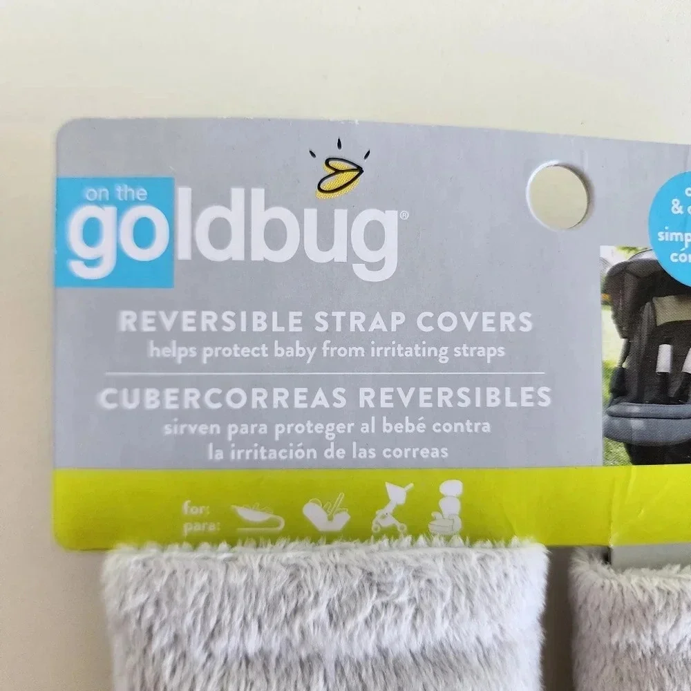 New On The Gold Bug Reversible Strap Covers Gray Baby Seat Padded Washable Solid